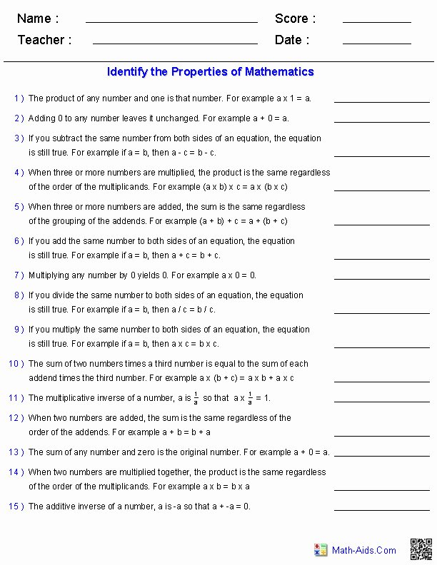 Distributive Property Worksheet Pdf