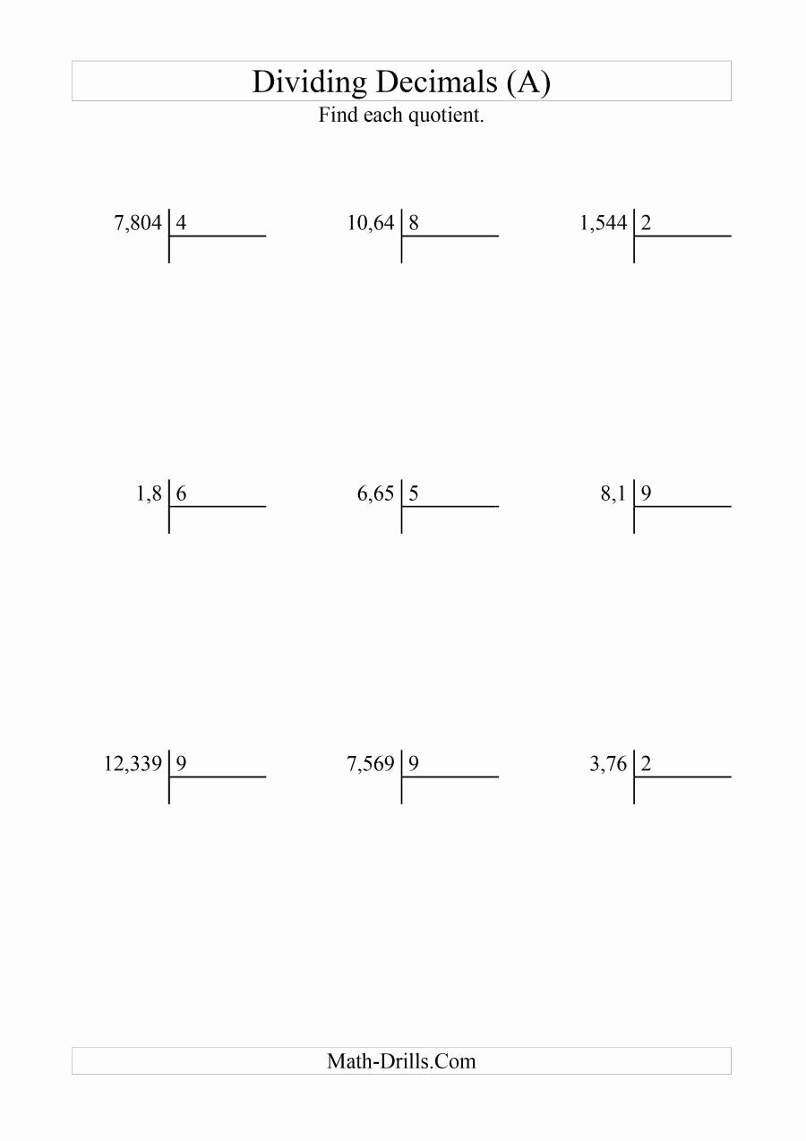Dividing Decimals Word Problems Worksheet Elegant Dividing Various Decimal Places by A whole Number with