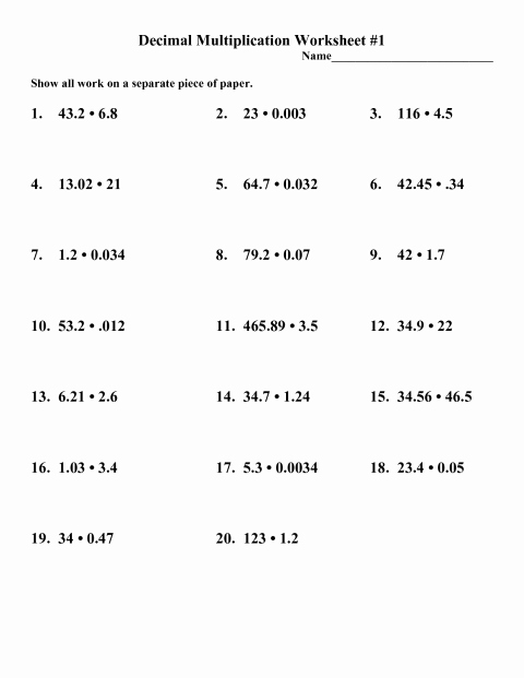 Dividing Decimals Word Problems Worksheet New Multiplying Decimals Worksheets 7th Grade