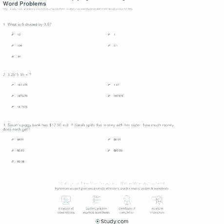 Dividing Decimals Word Problems Worksheet New Worksheets for Dividing Decimals