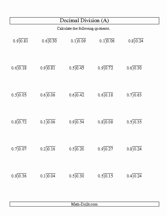 Dividing Decimals Worksheet Pdf Beautiful Decimals Worksheet Vertical Decimal Division Range 0 1