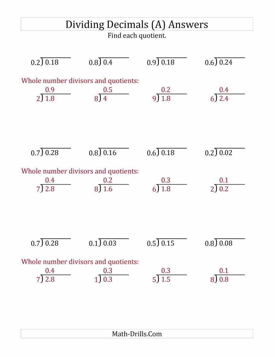 47 Dividing Decimals Worksheet Pdf