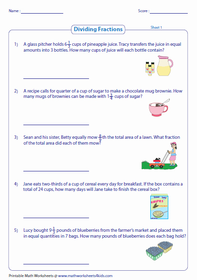 Dividing Fractions Word Problems Worksheet New Fraction Word Problems Worksheets