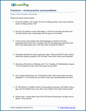 Dividing Fractions Word Problems Worksheet New Mixed Fraction Word Problems for Grade 5