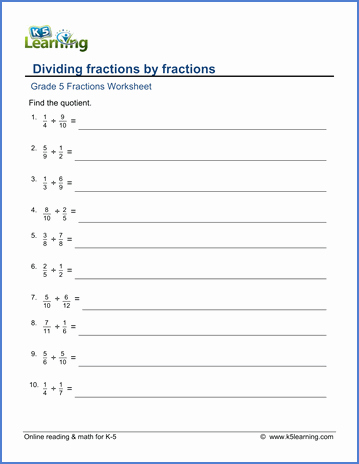 Dividing Fractions Worksheet Pdf Beautiful Grade 5 Math Worksheets Dividing Fractions by Fractions