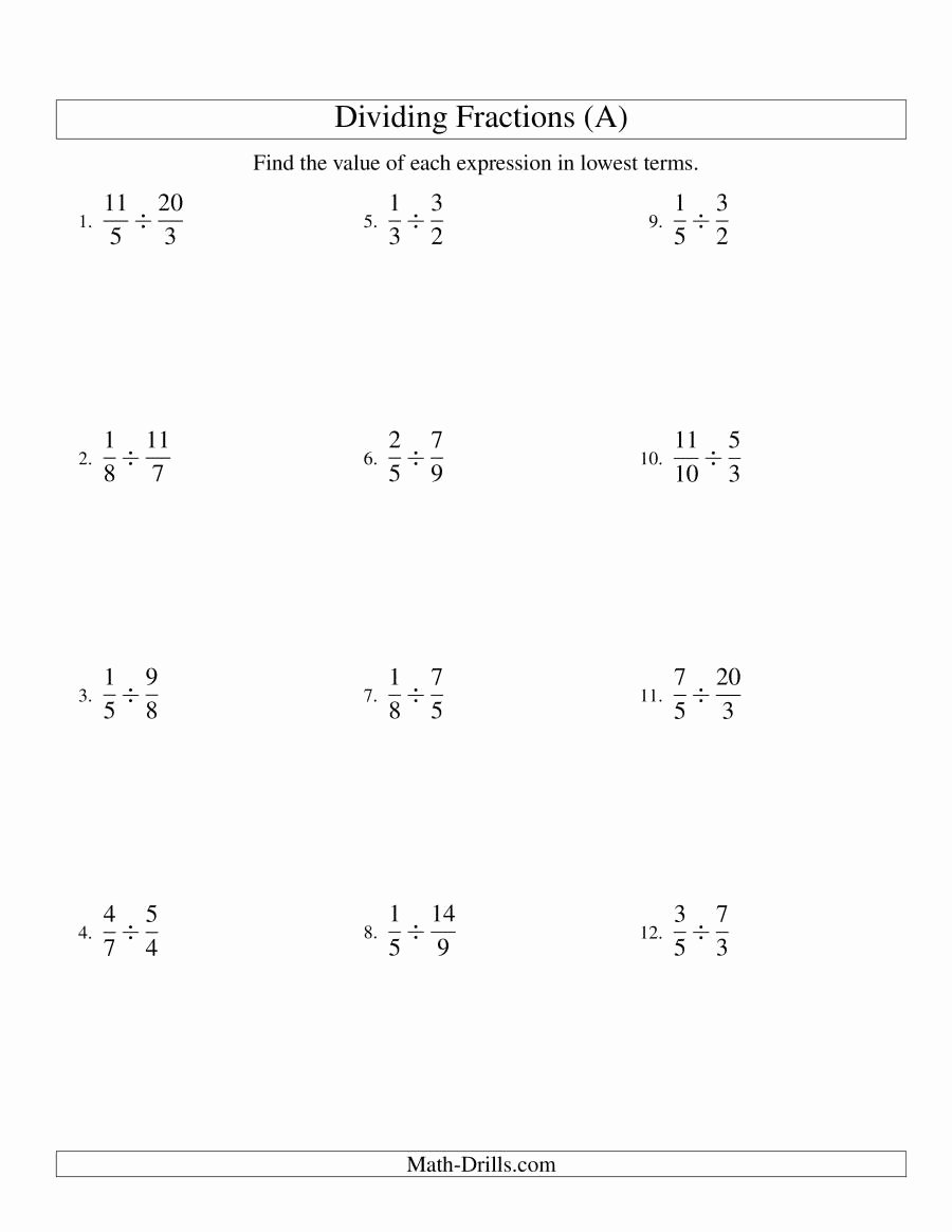 Dividing Fractions Worksheet Pdf Best Of Dividing Proper and Improper Fractions A