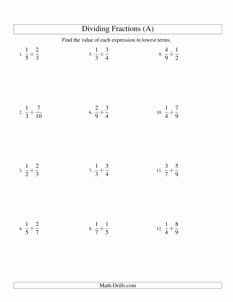 Dividing Fractions Worksheet Pdf Best Of Dividing Proper Fractions A