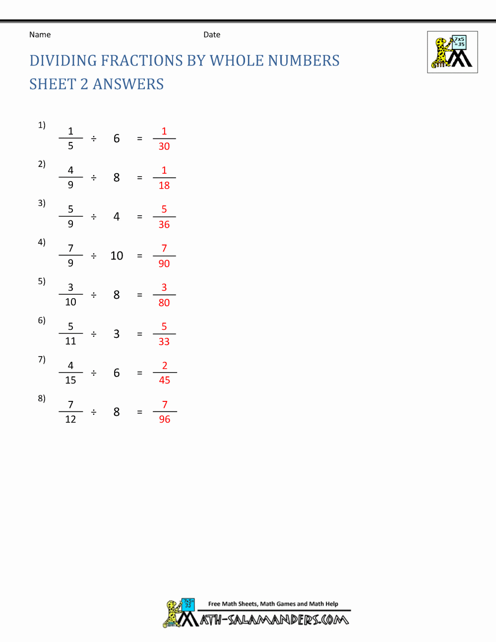 Dividing Fractions Worksheet Pdf Luxury Dividing Fractions by whole Numbers