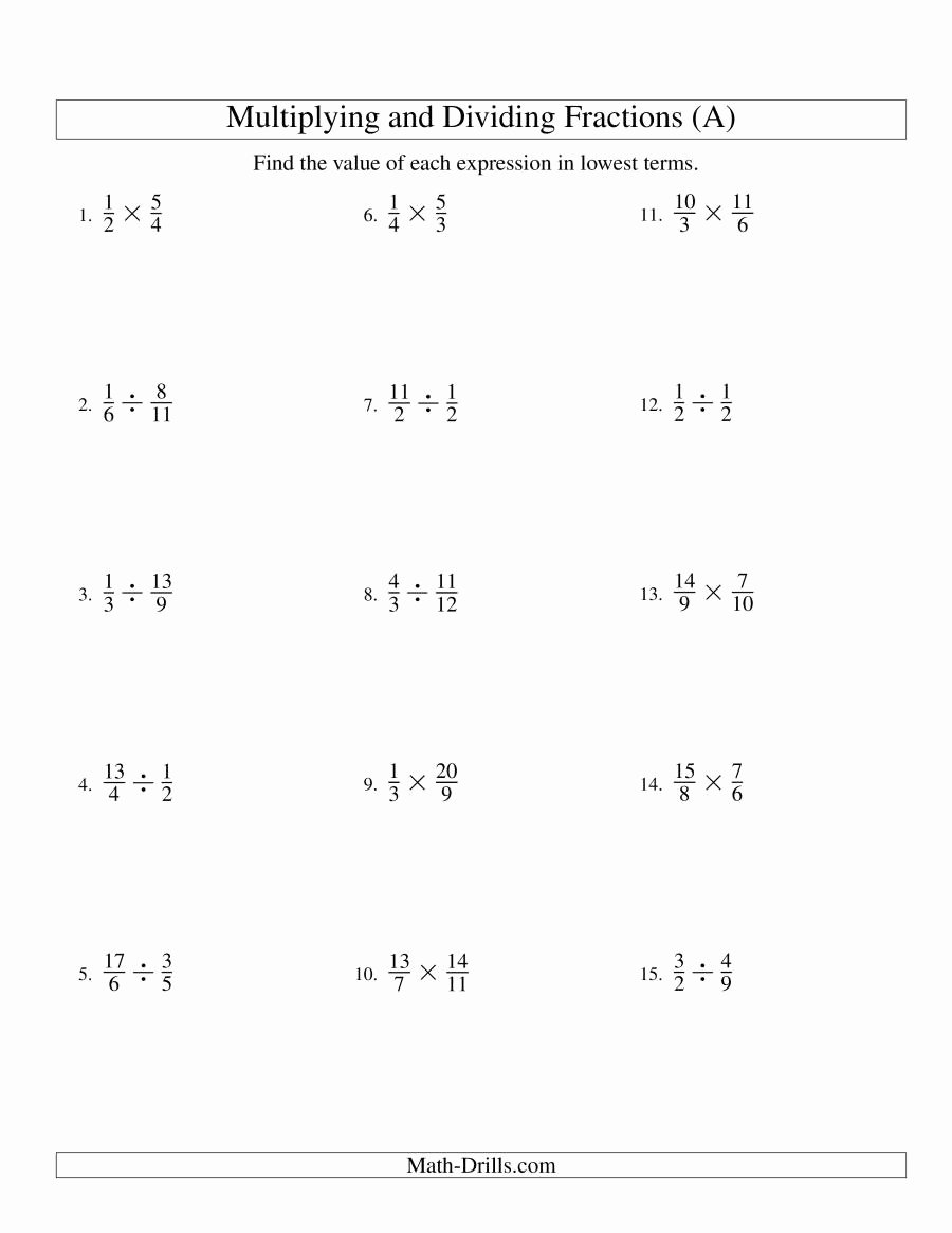 Dividing Fractions Worksheet Pdf Luxury Multiplying and Dividing Fractions A