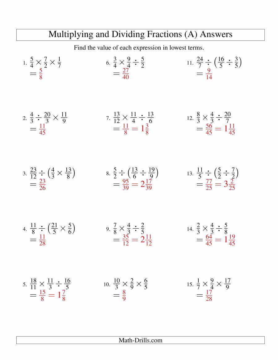 Dividing Fractions Worksheet Pdf Luxury Multiplying and Dividing Fractions with Three Terms A