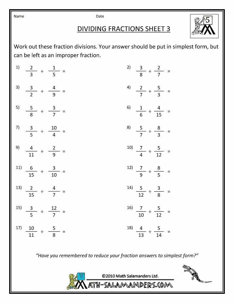 48 Dividing Fractions Worksheet Pdf