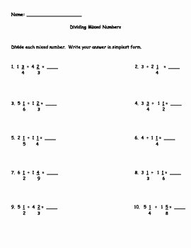 Dividing Mixed Numbers Worksheet Best Of Dividing Mixed Numbers Worksheet by Kris Milliken