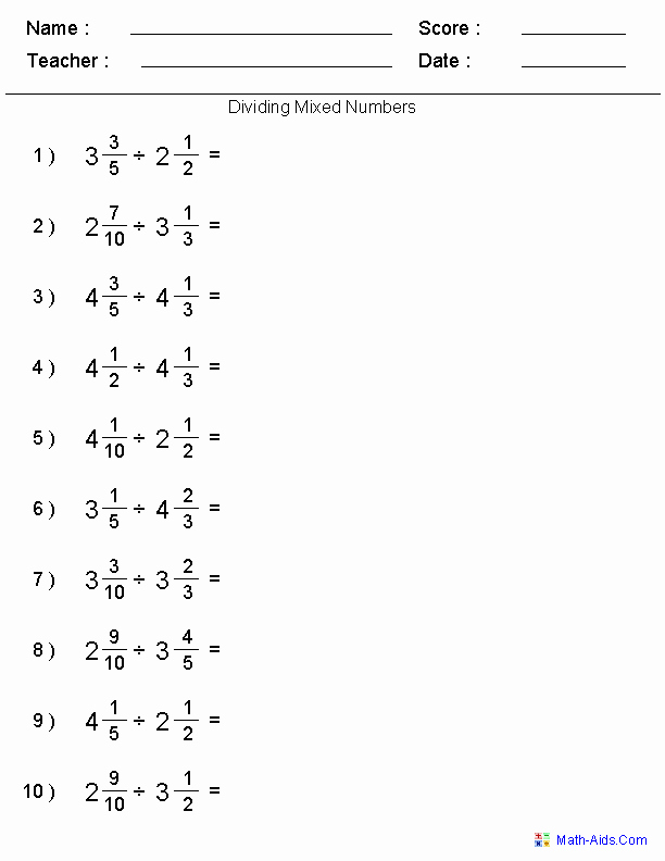 Dividing Mixed Numbers Worksheet Luxury Fractions Worksheets