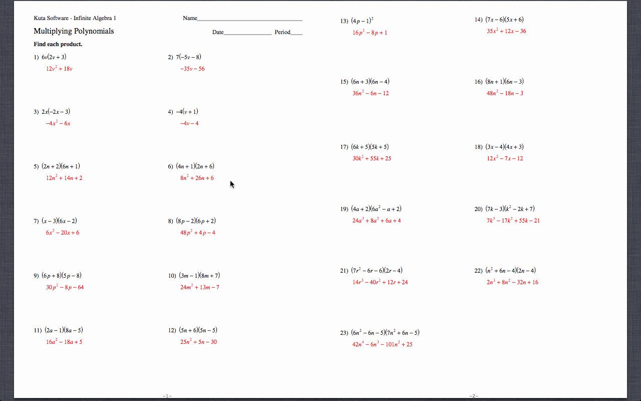 50 Dividing Polynomials By Monomials Worksheet