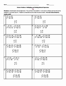 Dividing Rational Expressions Worksheet Beautiful Partner Problems Multiplying and Dividing Rational
