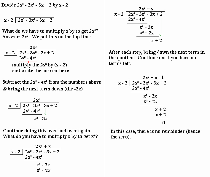 Division Of Polynomials Worksheet Inspirational Algebraic Long Division Mathematics A Level Revision