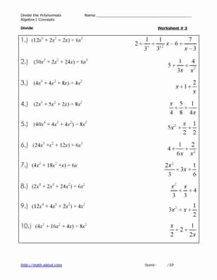 Division Of Polynomials Worksheet Inspirational Divide the Polynomials Worksheet 3 Answers On 2nd