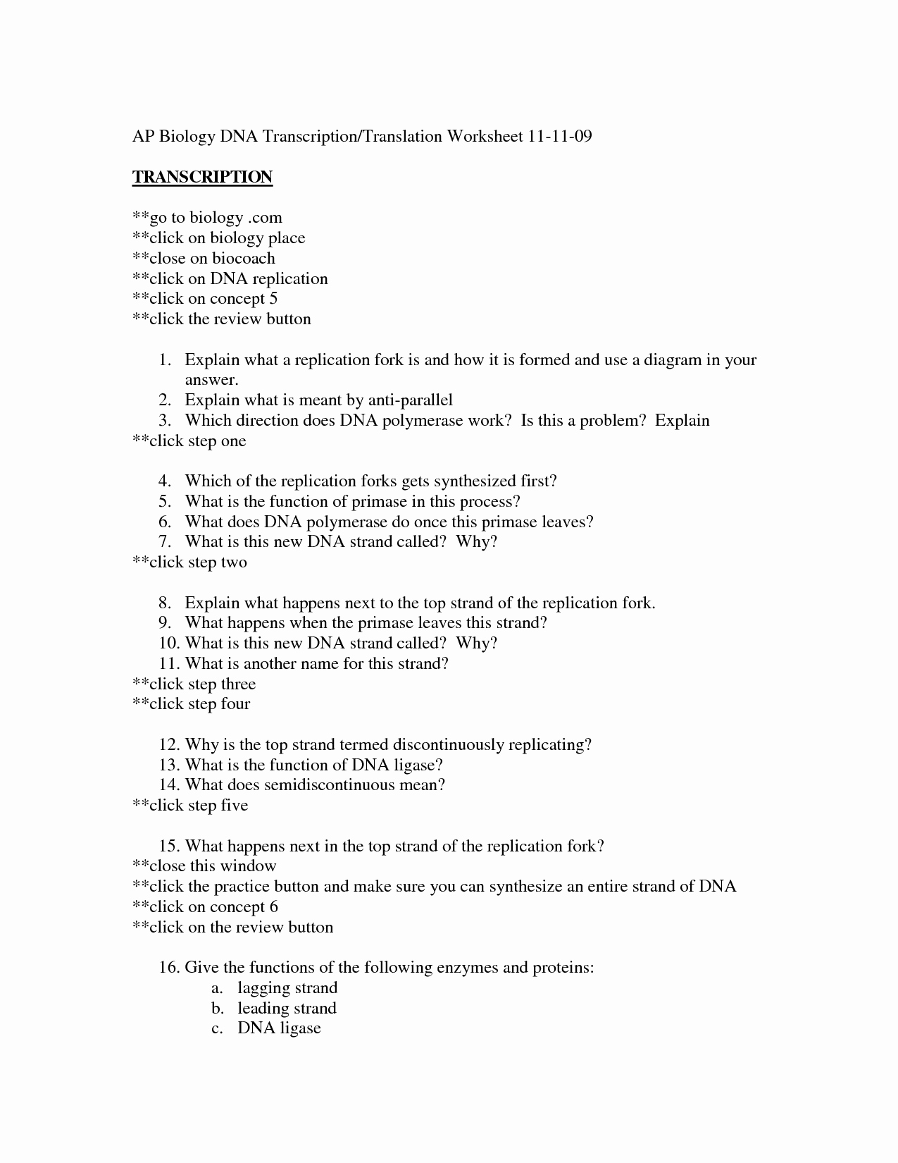 Dna and Replication Worksheet Answers Best Of 19 Best Of Dna Replication Structure Worksheet and