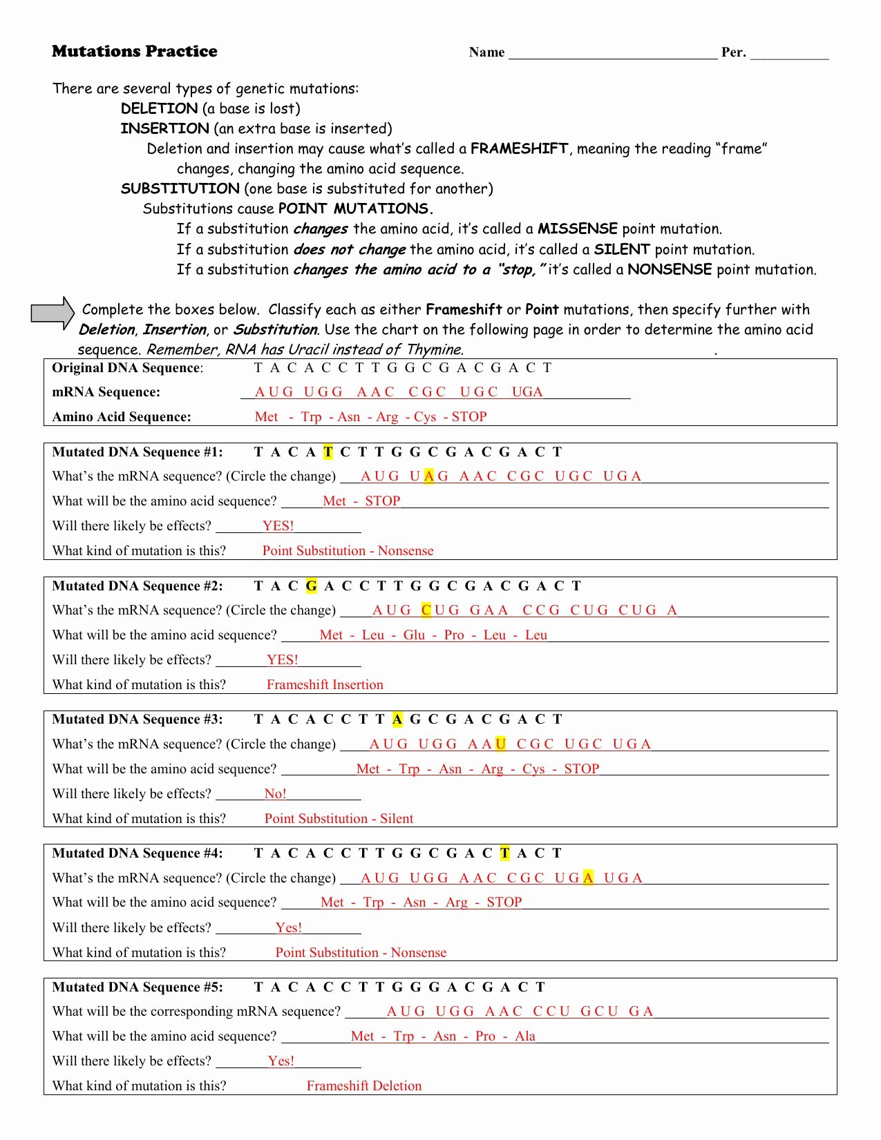 Dna and Rna Worksheet Answers Best Of Dna Rna and Protein Synthesis Worksheet Answer Key