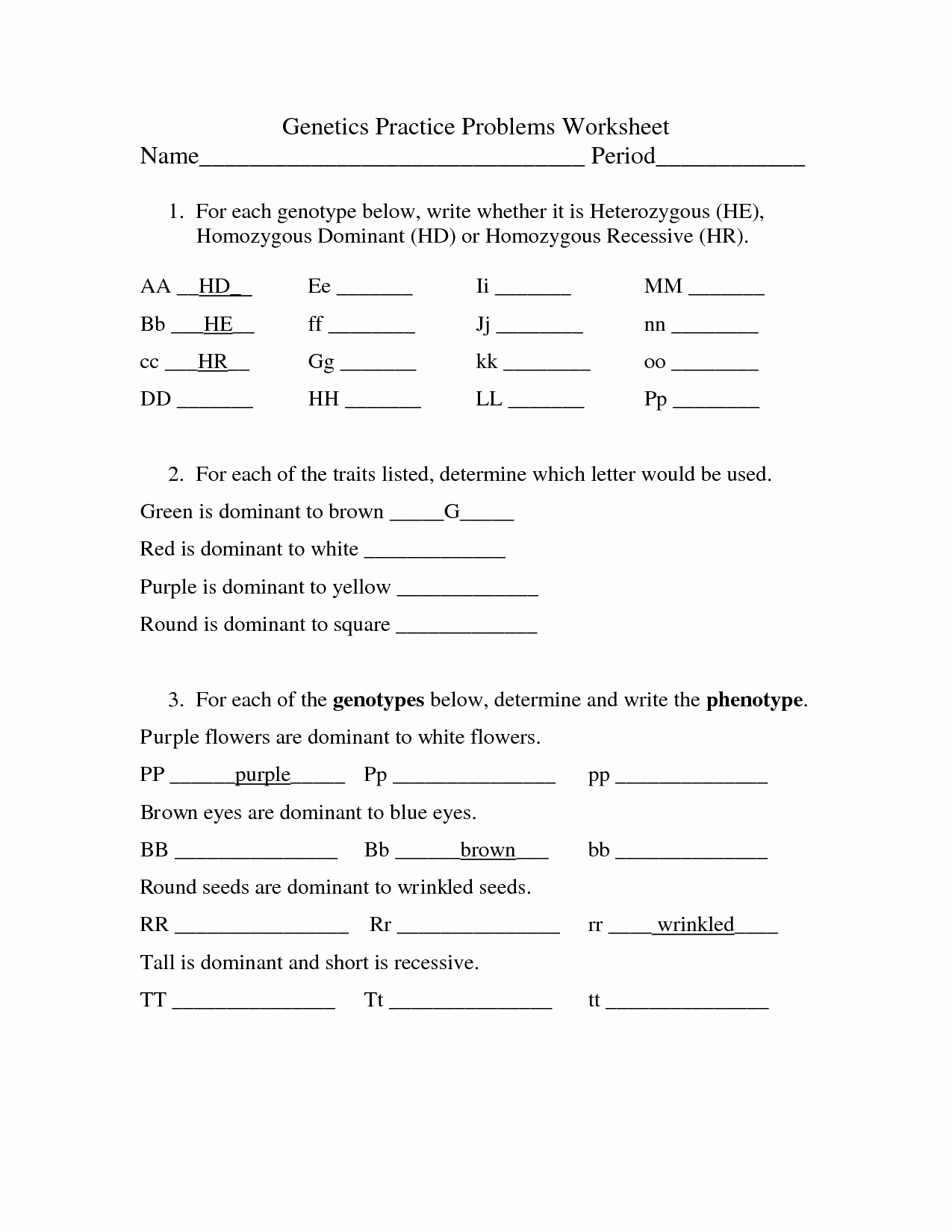 Dna Mutations Practice Worksheet Answers Lovely 14 Best Of Genetics Problems Worksheet with Answer