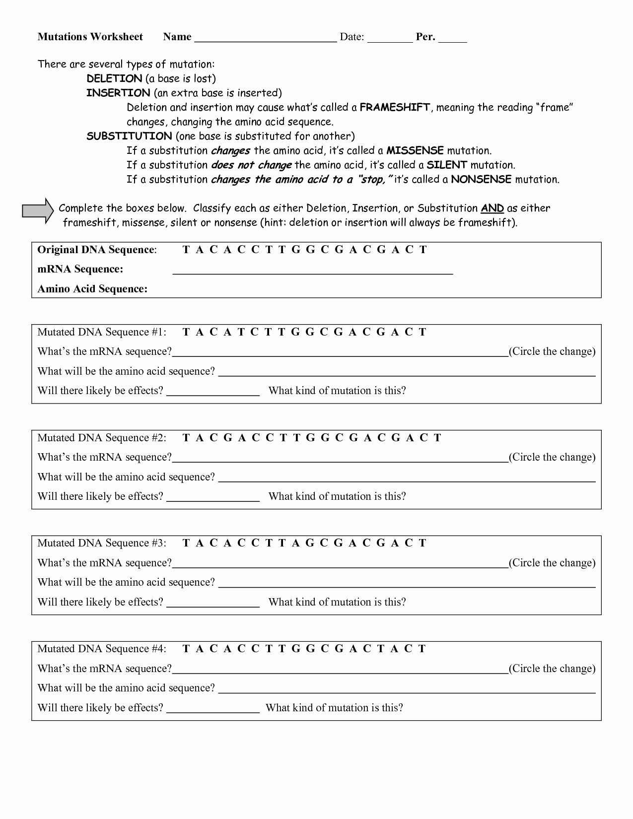 Dna Mutations Practice Worksheet Answers New 19 Best Of Mutations Worksheet Key Dna Mutations