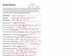 Dna Mutations Practice Worksheet Awesome Mutations Ws Answer Key Mutations Worksheet Name Lg Date