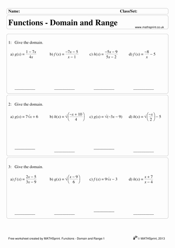 Domain and Range Practice Worksheet Awesome Functions Practice Questions solutions by Transfinite