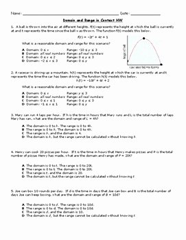 Domain and Range Practice Worksheet Best Of Domain and Range In Context Word Problems Homework by