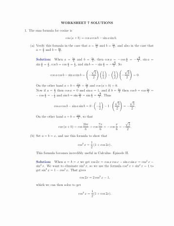 Double Angle Identities Worksheet Beautiful Double Angle Half Angle and Product Sum formulas