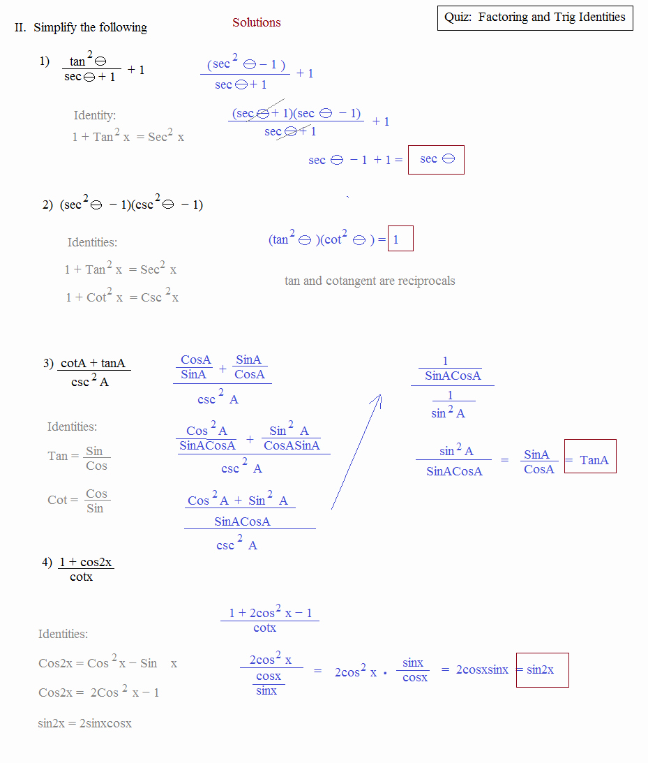 Double Angle Identities Worksheet Lovely Math Plane Trig Identities I Introduction