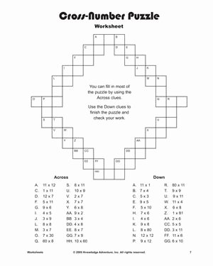 Double Cross Math Worksheet Answers Awesome Cross Number Puzzle Free Multiplication Worksheet for