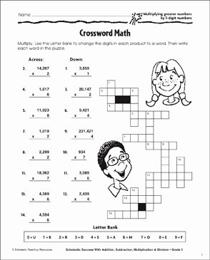 Double Cross Math Worksheet Answers Beautiful Crossword Math Multiplying Greater Numbers by 1 Digit