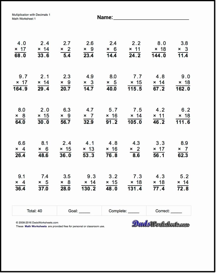 Double Cross Math Worksheet Answers Beautiful Multiplication with Decimals these Worksheets Start with