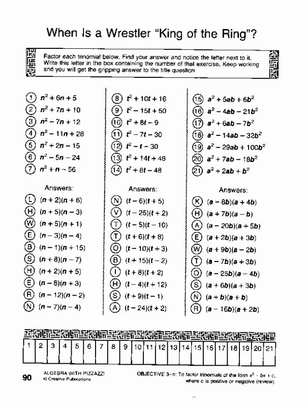 Double Cross Math Worksheet Answers Unique Pre Algebra with Pizzazz Daffynition Decoder Answers Page