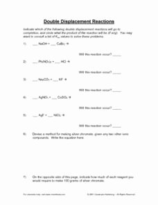 Double Replacement Reaction Worksheet Best Of Double Replacement Reaction Lesson Plans &amp; Worksheets