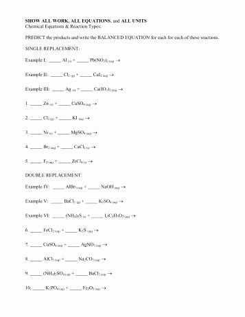 Double Replacement Reaction Worksheet Lovely Single Replacement Reacti
