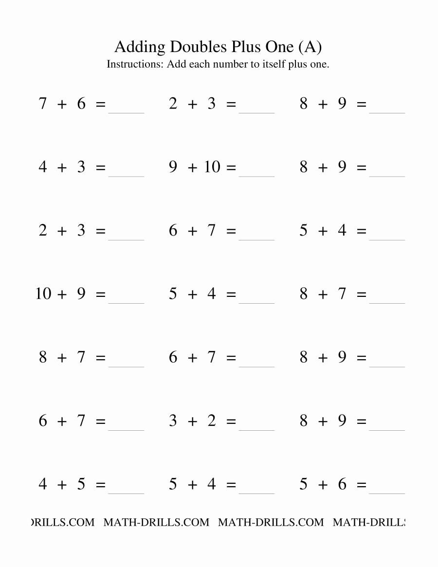 Doubles Plus One Worksheet Best Of Adding Doubles Plus E A Addition Worksheet