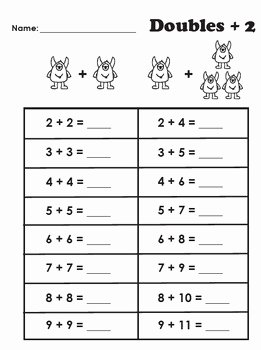 Doubles Plus One Worksheet Best Of Doubles Plus 2 Worksheet by Kailey Majewski