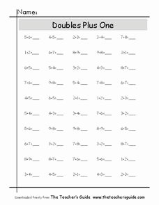 Doubles Plus One Worksheet Best Of Doubles Plus E Worksheet for 1st 3rd Grade