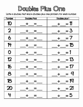 Doubles Plus One Worksheet Fresh Doubles Facts and Doubles Plus E