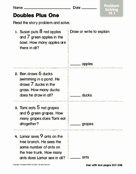 Doubles Plus One Worksheet Inspirational Doubles Plus E Worksheet for 1st 2nd Grade