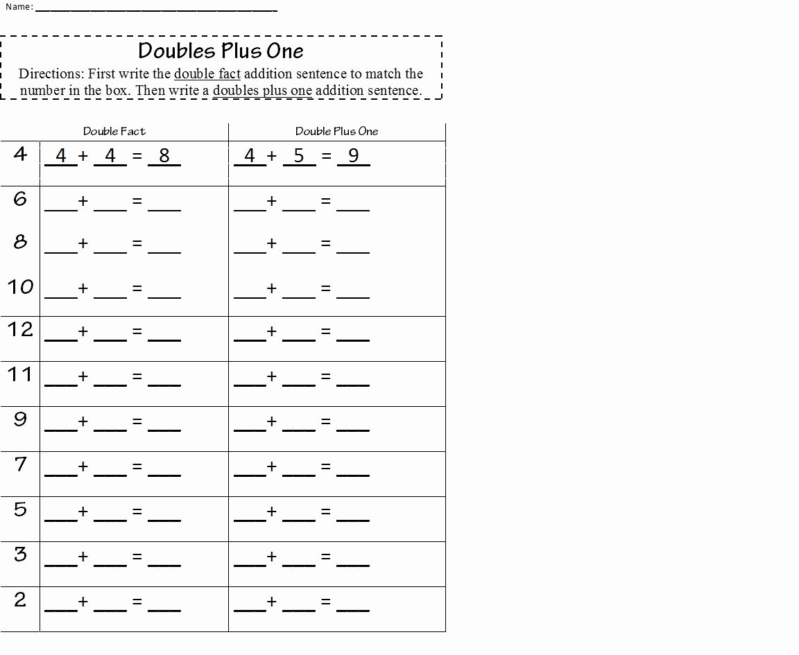 Doubles Plus One Worksheet Unique Beautiful Doubles Plus E Worksheets First Grade