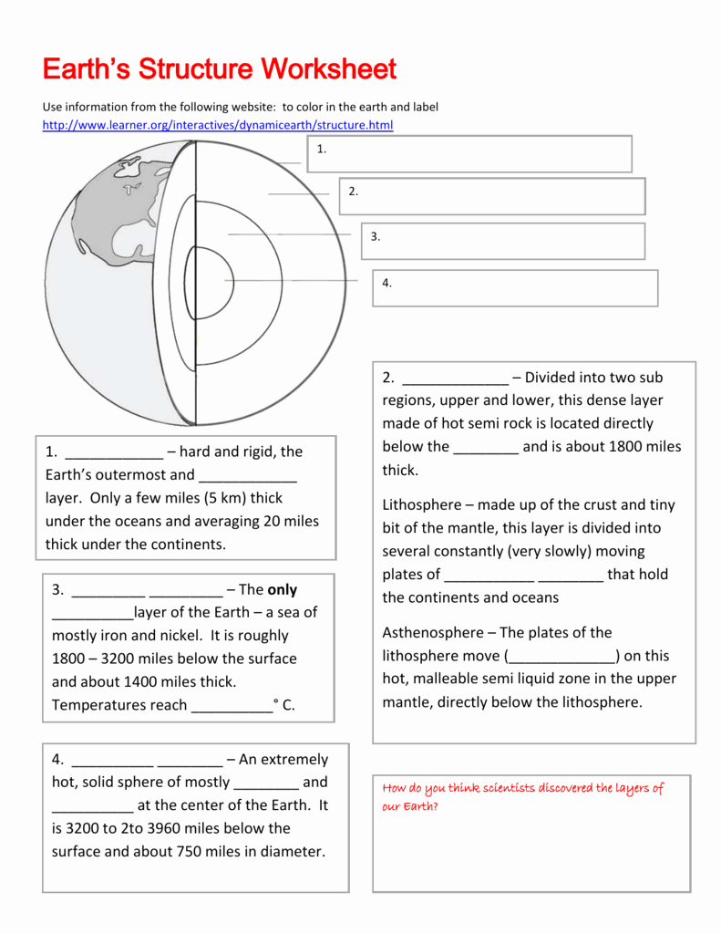 Earth Layers Worksheet Pdf Best Of Structure Of the Earth Worksheet