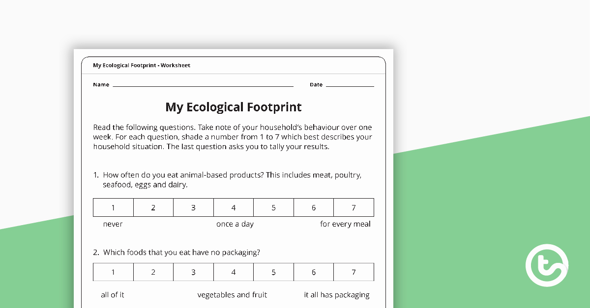 Ecological Footprint Calculator Worksheet Inspirational My Ecological Footprint Worksheet Teaching Resource