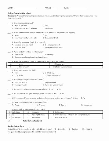 Ecological Footprint Calculator Worksheet Lovely Carbon Footprint the Objectives Of This Session are
