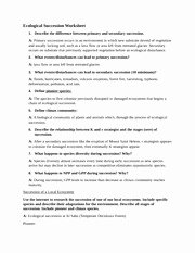 Ecological Succession Worksheet Answer Key Beautiful Ecological Succession Worksheet Ecological Succession