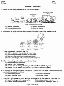 Ecological Succession Worksheet Answers Elegant Worksheet Secondary Ecological Succession Editable