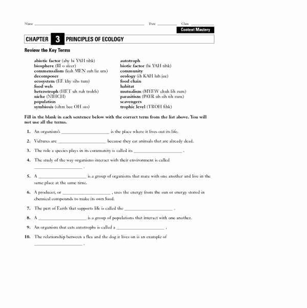 Ecology Review Worksheet 1 Awesome Ecology Worksheets