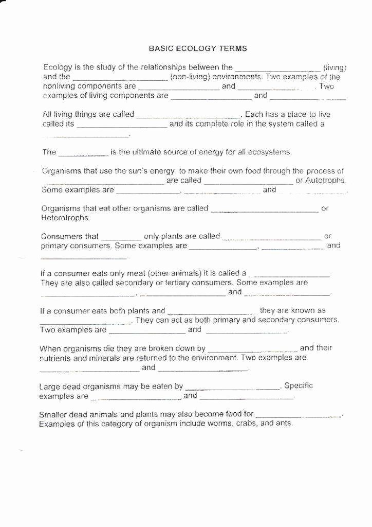 Ecology Review Worksheet 1 Beautiful Ecology Worksheets