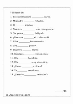 El Verbo Ser Worksheet Answers New Tener &amp; Expressions Worksheets 24 Pages Only $1 95 On